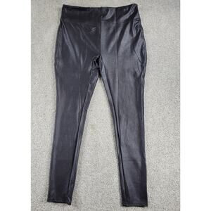 Serra Womens Faux Leather Leggings XL Black Metallic Stretch Skinny Slim Fit New